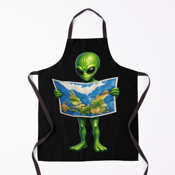 Item preview, Alien Reading Earth's Map Upside Down Funny Space Illustration designed and sold by builtforyou.
