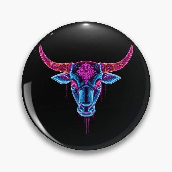Item preview, Vibrant Neon Bull Head Psychedelic Mandala Art designed and sold by Justyna93.