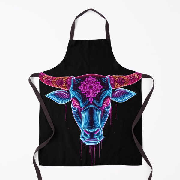 Item preview, Vibrant Neon Bull Head Psychedelic Mandala Art designed and sold by Justyna93.