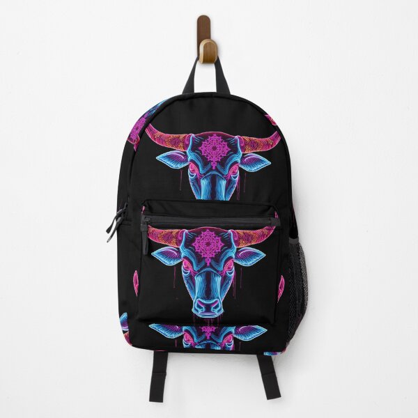 Item preview, Vibrant Neon Bull Head Psychedelic Mandala Art designed and sold by Justyna93.