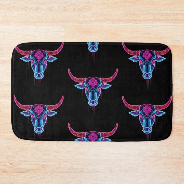Item preview, Vibrant Neon Bull Head Psychedelic Mandala Art designed and sold by Justyna93.