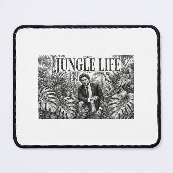 Item preview, JUNGLE LIFE – VINTAGE BLACK AND WHITE JUNGLE ILLUSTRATION WITH TIGER AND PARROT designed and sold by MMRE.