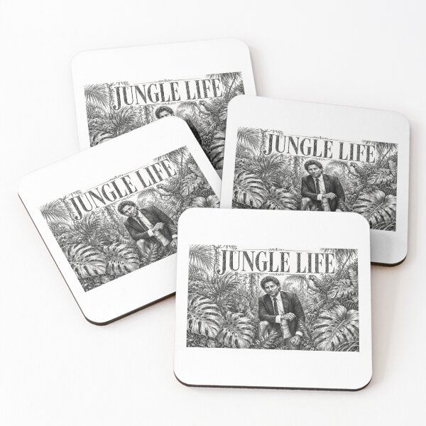 Item preview, JUNGLE LIFE – VINTAGE BLACK AND WHITE JUNGLE ILLUSTRATION WITH TIGER AND PARROT designed and sold by MMRE.