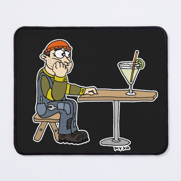 Item preview, Funny Mechanic Drinking Margarita Cartoon | Sarcastic Hard Worker Cocktail Sticker designed and sold by MyxaART.