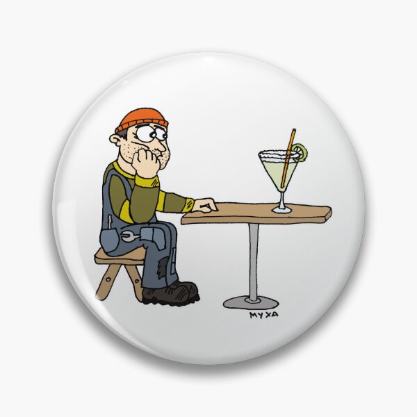 Item preview, Funny Mechanic Drinking Margarita Cartoon | Sarcastic Hard Worker Cocktail Sticker designed and sold by MyxaART.