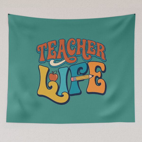Item preview, Teacher Life Retro Typography. designed and sold by MyHappyArtShop.