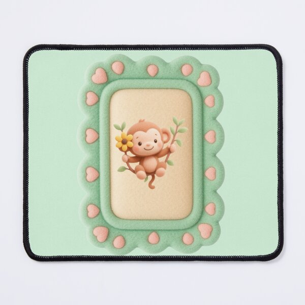 Item preview, Soft Plush Look Cute Monkey in Yellow Frame designed and sold by TeeGeeTees.