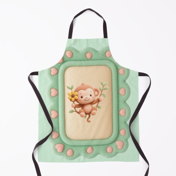 Item preview, Soft Plush Look Cute Monkey in Yellow Frame designed and sold by TeeGeeTees.