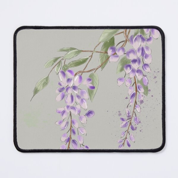 Item preview, Watercolor White Cat and Purple Wisteria Flowers Art designed and sold by LafinaArt.
