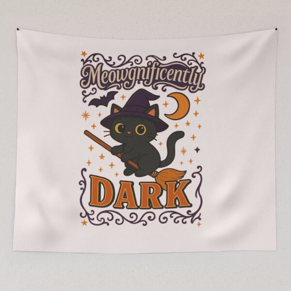 Item preview, Meowgnificently Dark Funny Witch Cat Halloween Black Cat Spooky Tshirt designed and sold by HopeAndHustle.