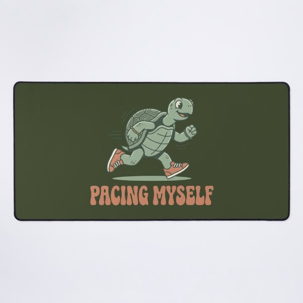 Item preview, Pacing Myself – Funny Running Turtle Retro Design designed and sold by MyHappyArtShop.