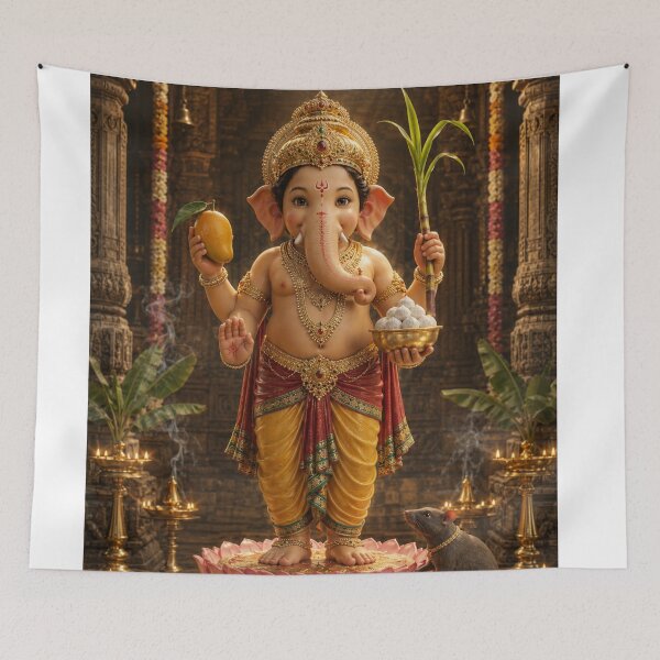 Item preview, The 32 forms of Ganapati Series-Bala Ganapati – The Divine Child of Wisdom | Sacred Temple Portrait designed and sold by Homyar.