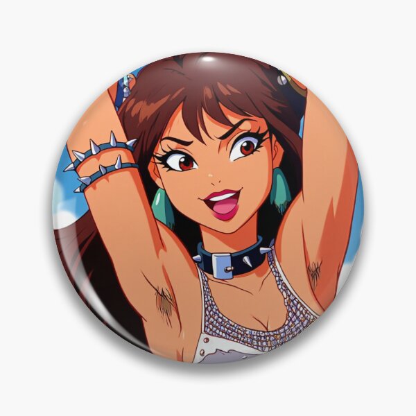 Item preview, cute hand drawn manga art anime style pinup girl with abs gym hairy armpits animation designed and sold by Vintage Designs +.