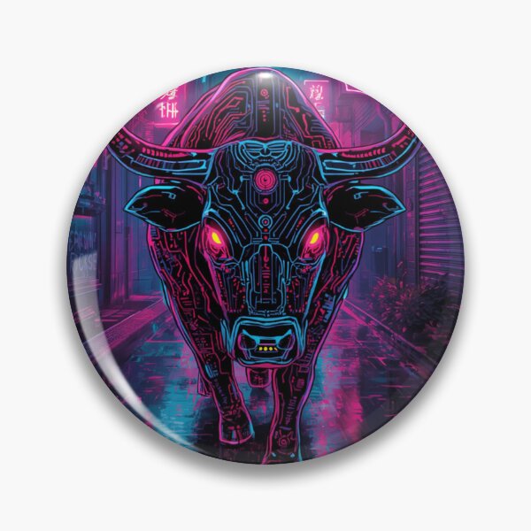 Item preview, Cyberpunk Neon Bull Circuit Synthwave Art designed and sold by Justyna93.