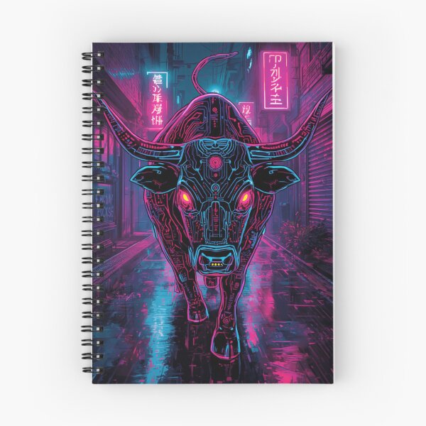 Item preview, Cyberpunk Neon Bull Circuit Synthwave Art designed and sold by Justyna93.