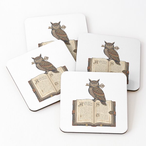 Item preview, Wise Owl Keeper of Ancient Secrets Fantasy Book Art. designed and sold by MyHappyArtShop.