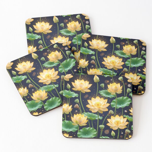Item preview, Divine Kamal — Golden Lotus Glow Seamless Pattern designed and sold by krazzyremo.