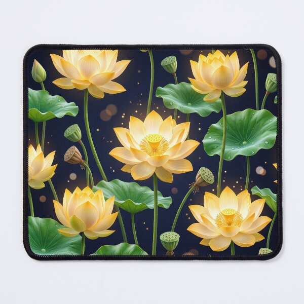Item preview, Divine Kamal — Golden Lotus Glow Seamless Pattern designed and sold by krazzyremo.