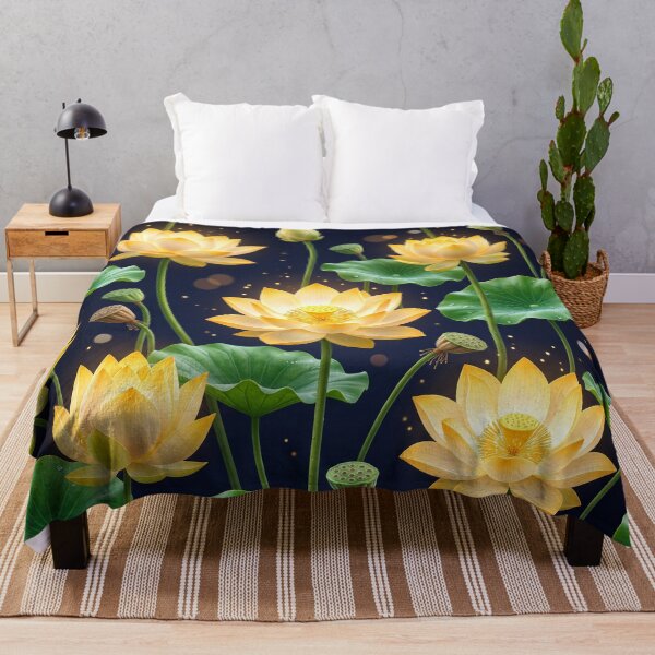 Item preview, Divine Kamal — Golden Lotus Glow Seamless Pattern designed and sold by krazzyremo.