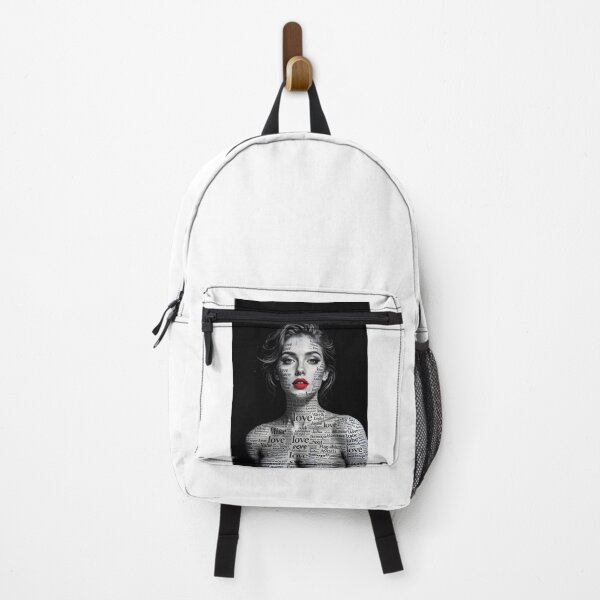 Item preview, Monochrome Typographic Portrait of a Woman Made of Love variation 1 designed and sold by Lucia Amaris Art.