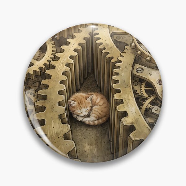 Item preview, Tiny Kitten in a Giant Clockwork Gear Maze Miniature Illustration designed and sold by DuckOddity.