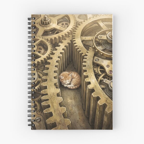 Item preview, Tiny Kitten in a Giant Clockwork Gear Maze Miniature Illustration designed and sold by DuckOddity.