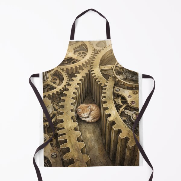 Item preview, Tiny Kitten in a Giant Clockwork Gear Maze Miniature Illustration designed and sold by DuckOddity.