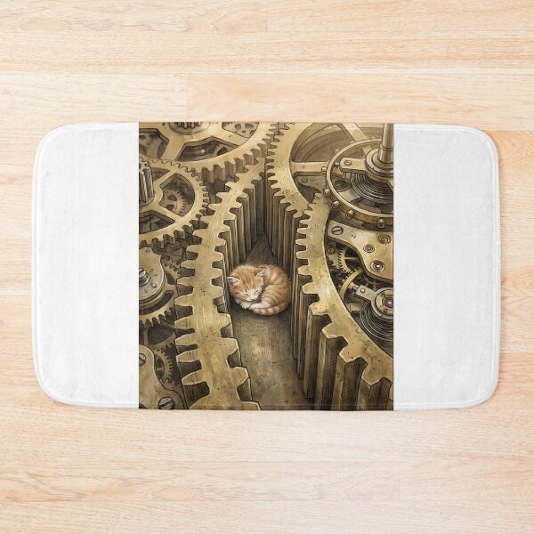 Item preview, Tiny Kitten in a Giant Clockwork Gear Maze Miniature Illustration designed and sold by DuckOddity.