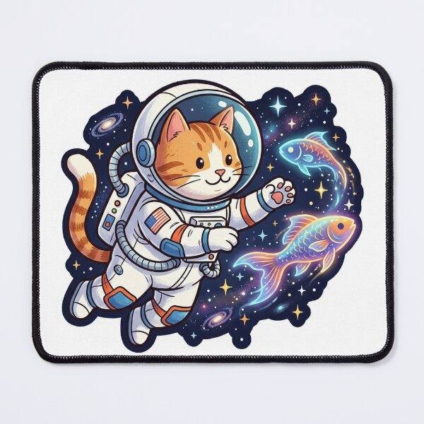 Item preview, Cat Astronaut Catching Space Fish designed and sold by YNAMREG.