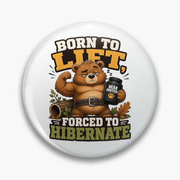 Item preview, Born to Lift Forced to Hibernate Funny Gym Bear Weightlifting Design designed and sold by Sticker vibes.co.