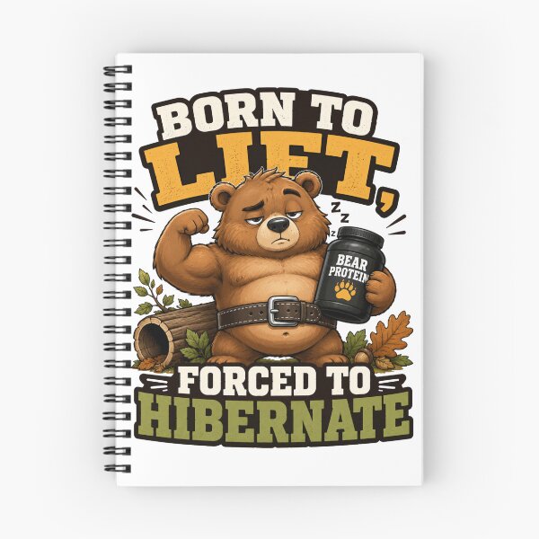 Item preview, Born to Lift Forced to Hibernate Funny Gym Bear Weightlifting Design designed and sold by Sticker vibes.co.