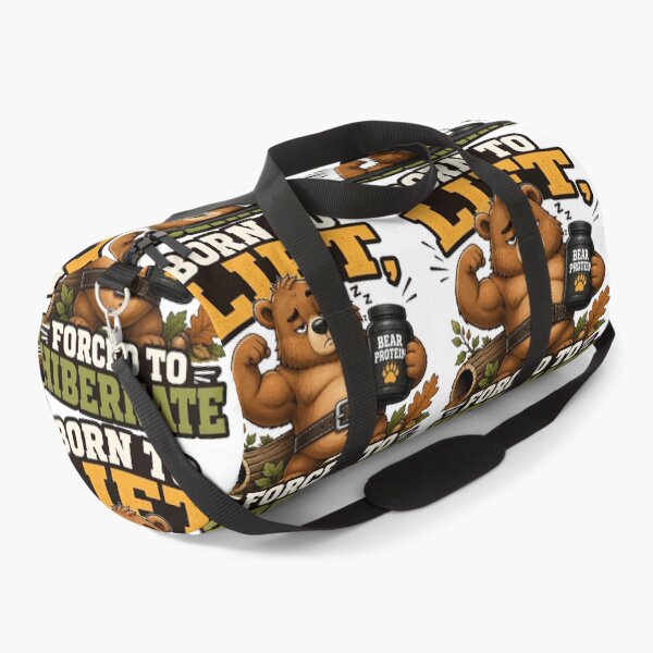 Item preview, Born to Lift Forced to Hibernate Funny Gym Bear Weightlifting Design designed and sold by Sticker vibes.co.