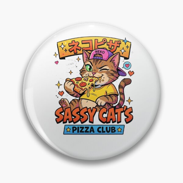Item preview, Sassy Cat's Pizza Club Retro Anime Graphic designed and sold by CatstheticShop1.