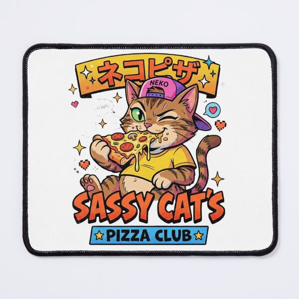 Item preview, Sassy Cat's Pizza Club Retro Anime Graphic designed and sold by CatstheticShop1.