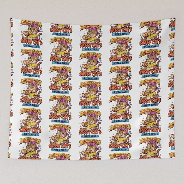 Item preview, Sassy Cat's Pizza Club Retro Anime Graphic designed and sold by CatstheticShop1.