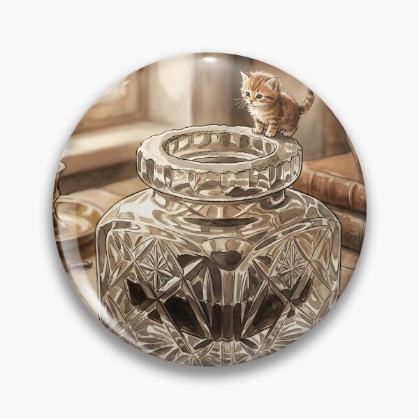 Item preview, Tiny Kitten on a Giant Crystal Inkwell Palace Miniature Illustration designed and sold by DuckOddity.