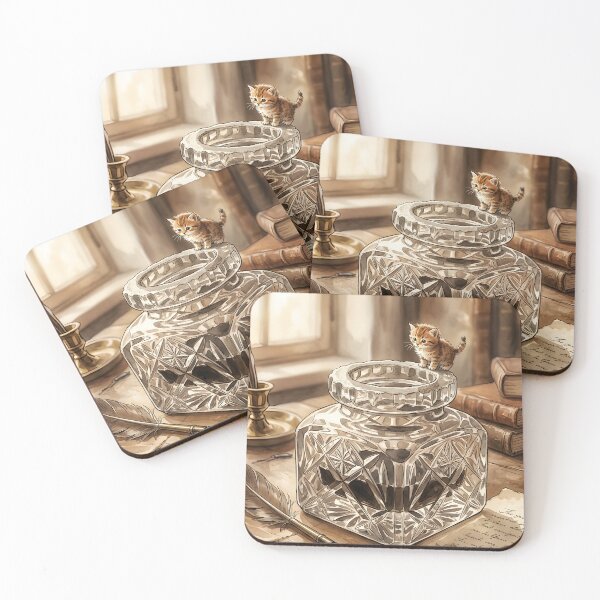 Item preview, Tiny Kitten on a Giant Crystal Inkwell Palace Miniature Illustration designed and sold by DuckOddity.