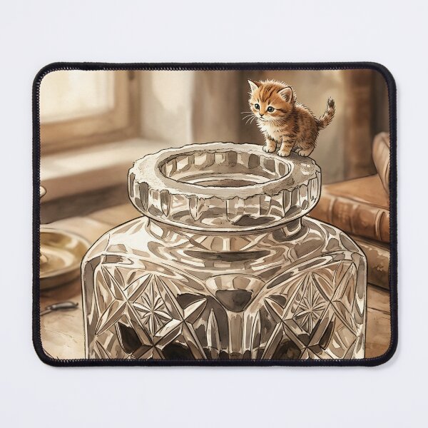 Item preview, Tiny Kitten on a Giant Crystal Inkwell Palace Miniature Illustration designed and sold by DuckOddity.