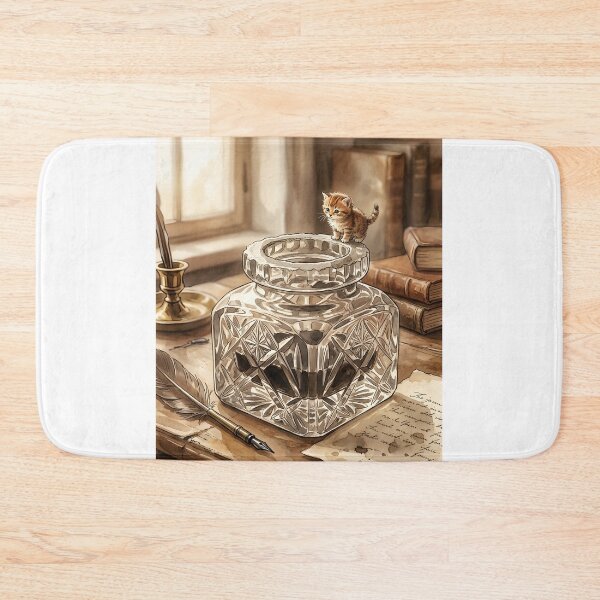 Item preview, Tiny Kitten on a Giant Crystal Inkwell Palace Miniature Illustration designed and sold by DuckOddity.