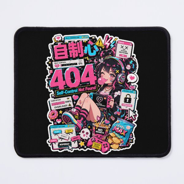 Item preview, Self-Control Not Found Kawaii Gamer Girl Art (自制心404) - Cyber Pop Error Meme designed and sold by Japan-kanji-ya.