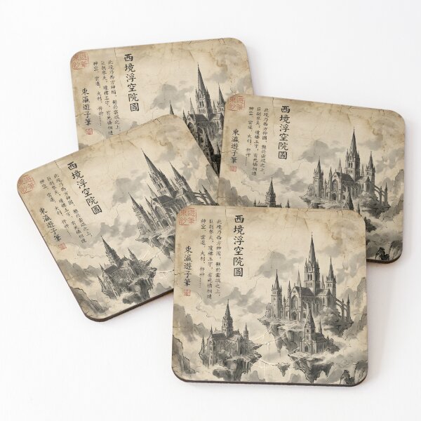Item preview, The Floating Monastery of the Western Void Sumi-e Ink Wash designed and sold by DuckOddity.