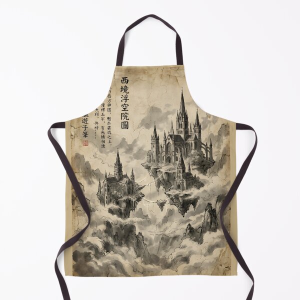 Item preview, The Floating Monastery of the Western Void Sumi-e Ink Wash designed and sold by DuckOddity.