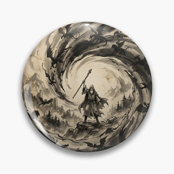 Item preview, The Wizard’s Stand in the Eye of the Storm Sumi-e Ink Wash designed and sold by DuckOddity.