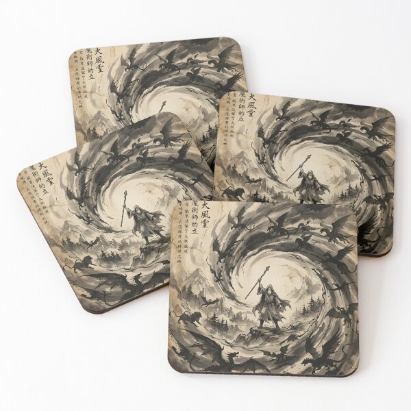 Item preview, The Wizard’s Stand in the Eye of the Storm Sumi-e Ink Wash designed and sold by DuckOddity.