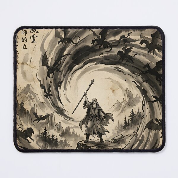 Item preview, The Wizard’s Stand in the Eye of the Storm Sumi-e Ink Wash designed and sold by DuckOddity.