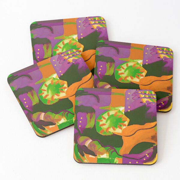 Item preview, Secondary Colors:  Green Purple Orange Abstract Art designed and sold by Vicky Brago-Mitchell®.