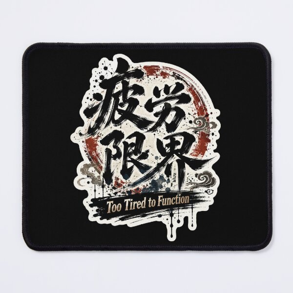 Item preview, Too Tired to Function Japanese Calligraphy Art (疲労限界) - Funny Burnout Quote Design designed and sold by Japan-kanji-ya.