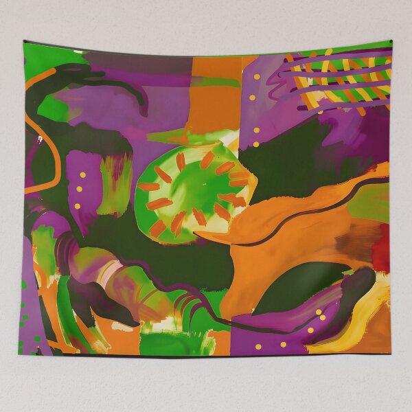 Item preview, Secondary Colors:  Green Purple Orange Abstract Art designed and sold by Vicky Brago-Mitchell®.