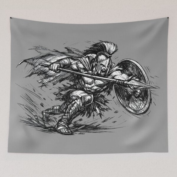 Item preview, Leonidas Attack – Dynamic Spartan Sketch designed and sold by FilBlue.