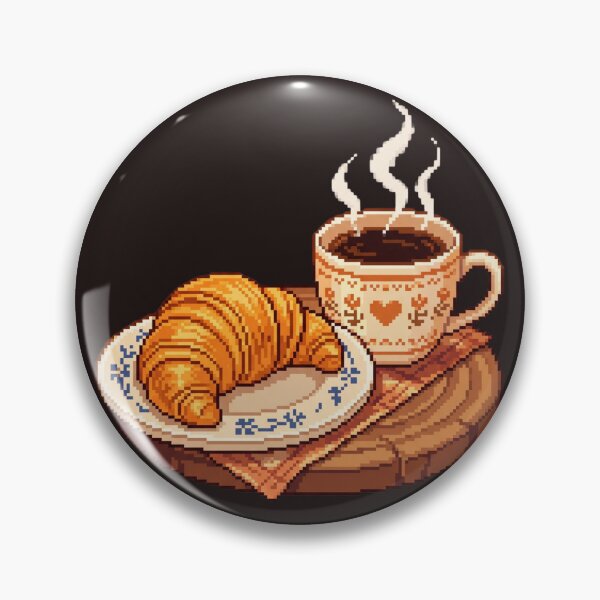 Item preview, Pixel Croissant & coffee designed and sold by VictoriaaStore.